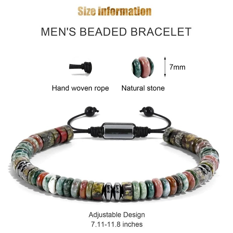 Natural Stone Flat Bead Adjustable Bracelet - ATLAS 1