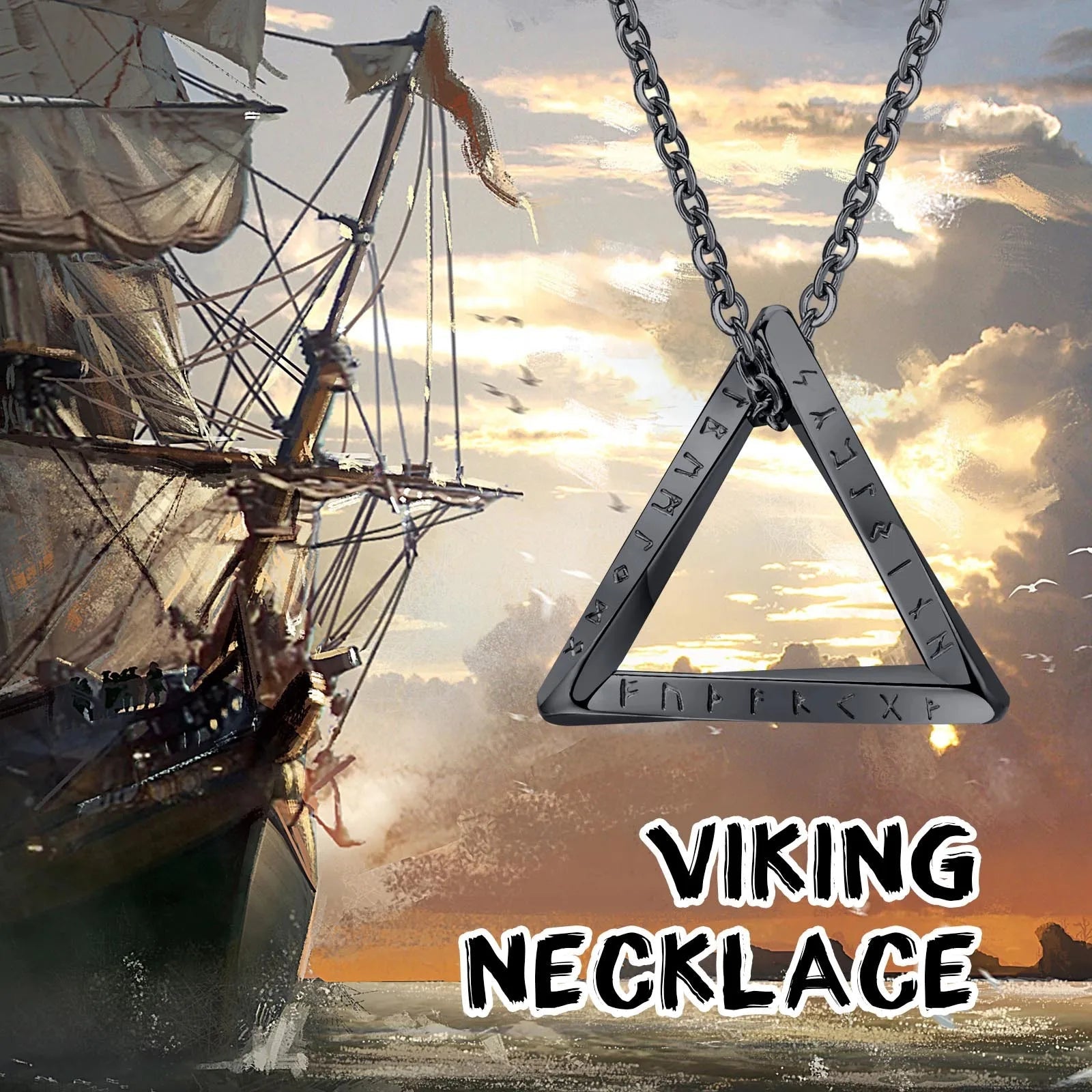 Nordic Rune Triangle Charm Necklace - ATLAS 1