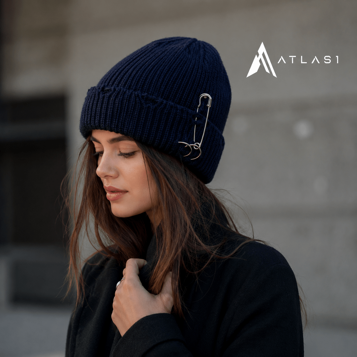 Oversized Pin Warm Knitted Techwear Beanie - ATLAS 1