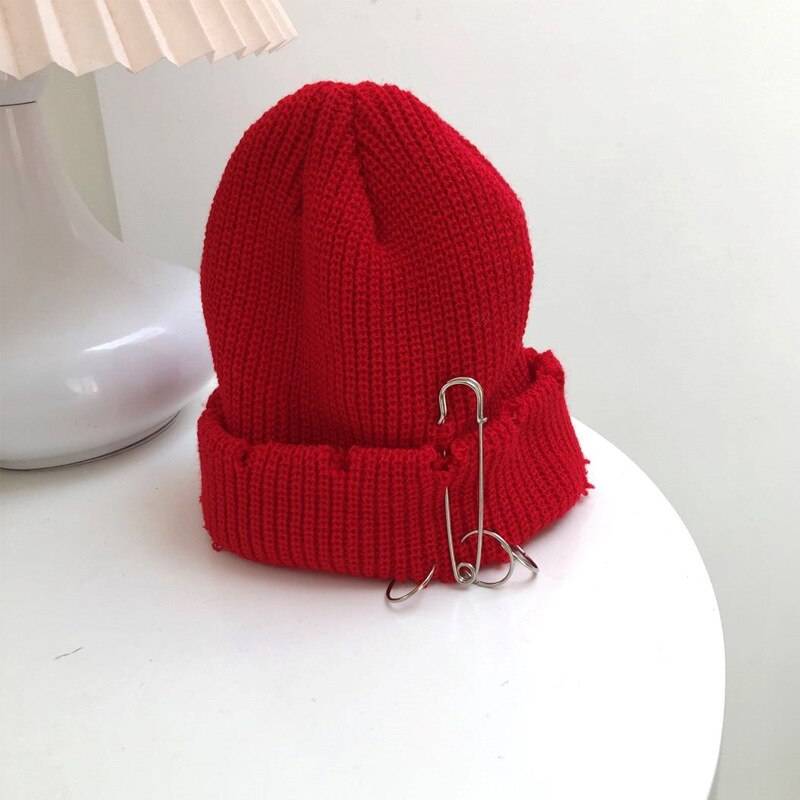 Oversized Pin Warm Knitted Techwear Beanie - ATLAS 1