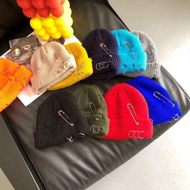 Oversized Pin Warm Knitted Techwear Beanie - ATLAS 1