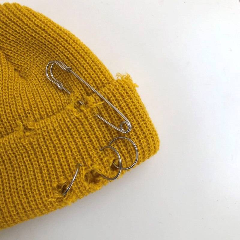 Oversized Pin Warm Knitted Techwear Beanie - ATLAS 1
