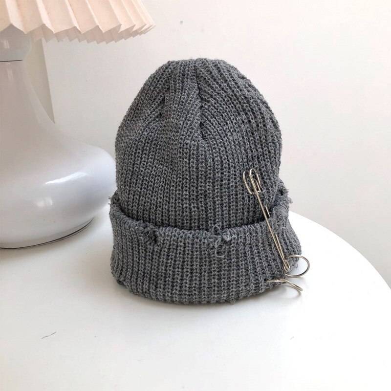 Oversized Pin Warm Knitted Techwear Beanie - ATLAS 1