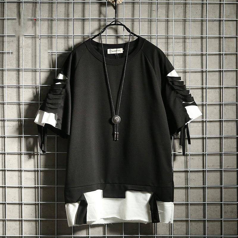 オーバーサイズ ダメージルーズ サマー techwear Tシャツ — たっぷりとしたオーバーサイズシルエット