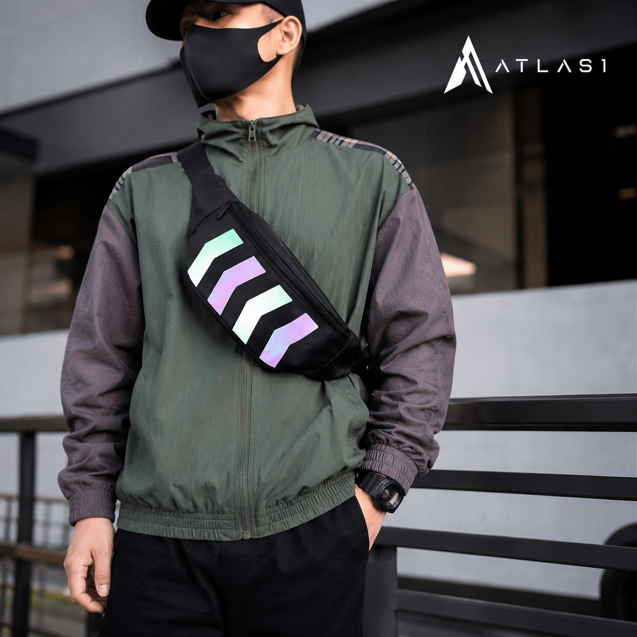 Oxford Reflective Stripes Techwear Waist Bag - ATLAS 1