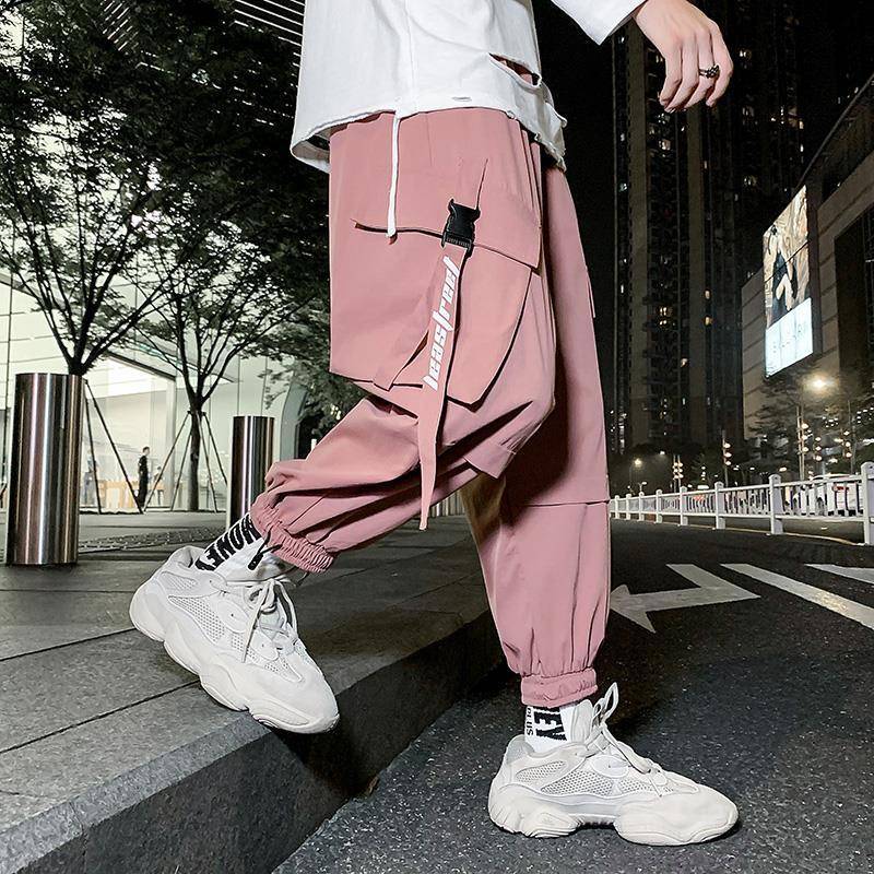 Pastell Techwear Streetwear Hosen — Polyester-Material