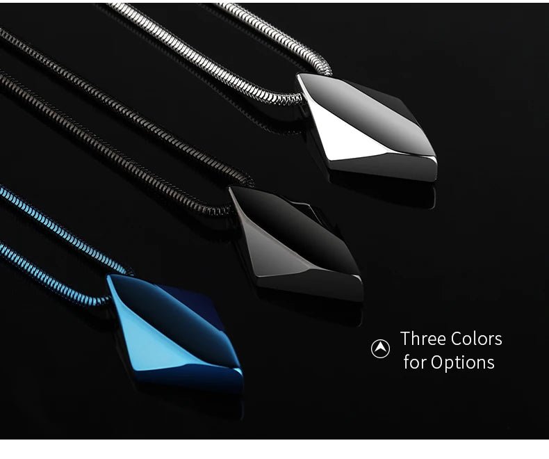 Polished Tungsten Engraved Pendant Chain Necklace - ATLAS 1 - Techwear Store