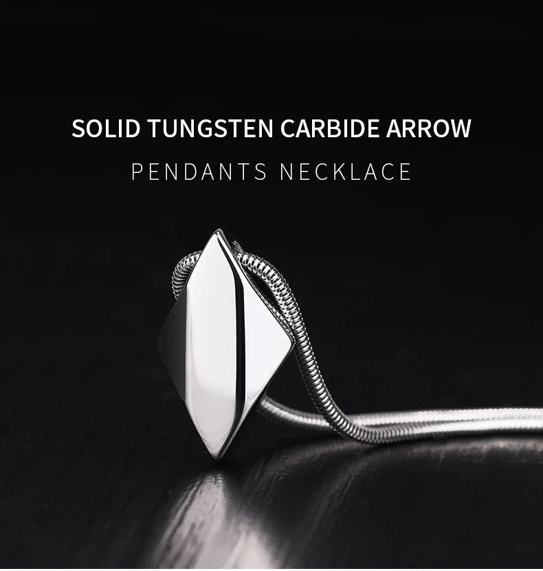 Polished Tungsten Engraved Pendant Chain Necklace - ATLAS 1 - Techwear Store