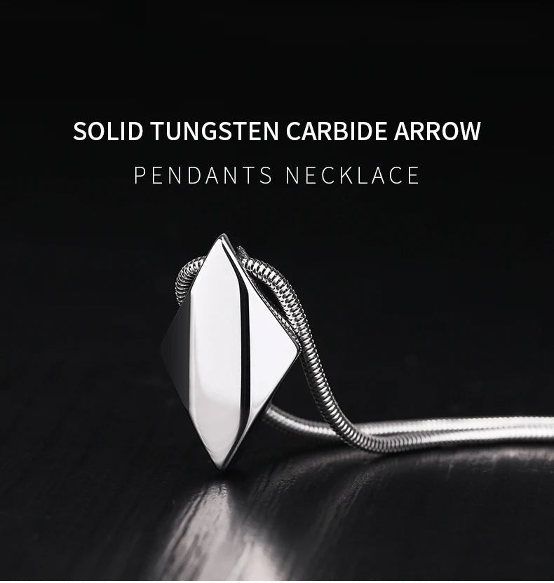 Polished Tungsten Engraved Pendant Chain Necklace - ATLAS 1 - Techwear Store