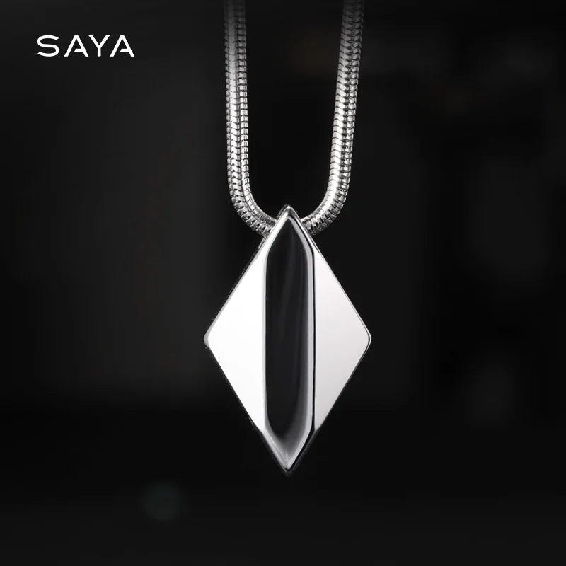 Polished Tungsten Engraved Pendant Chain Necklace - ATLAS 1 - Techwear Store