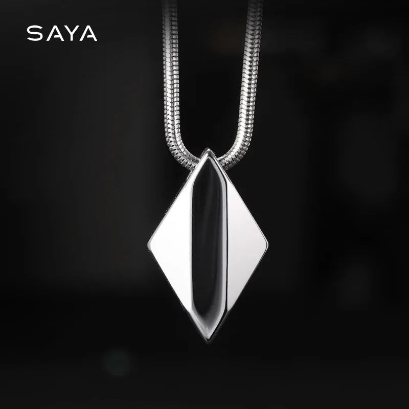 Polished Tungsten Engraved Pendant Chain Necklace - ATLAS 1 - Techwear Store