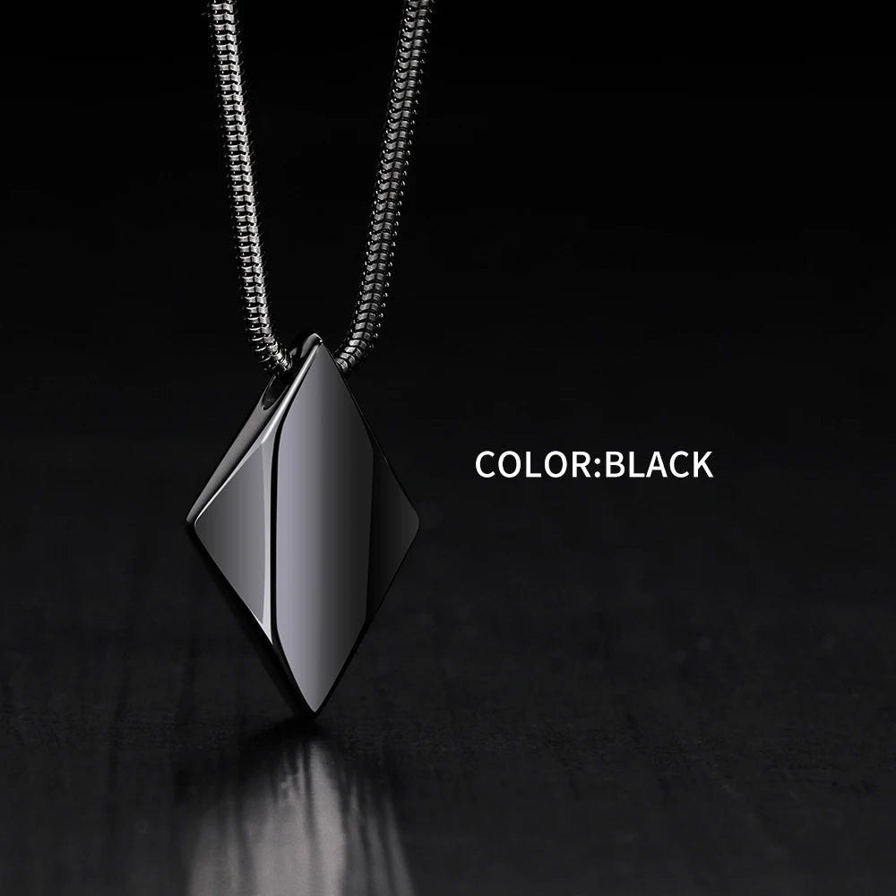 Polished Tungsten Engraved Pendant Chain Necklace - ATLAS 1 - Techwear Store
