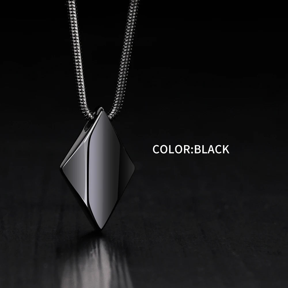 Polished Tungsten Engraved Pendant Chain Necklace - ATLAS 1 - Techwear Store