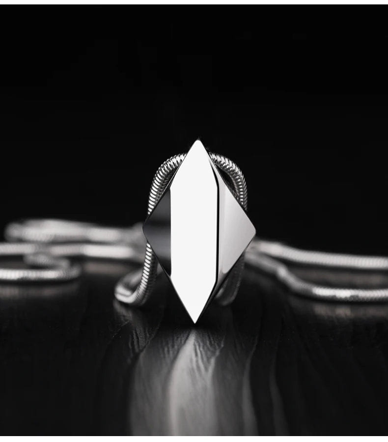 Polished Tungsten Engraved Pendant Chain Necklace - ATLAS 1 - Techwear Store