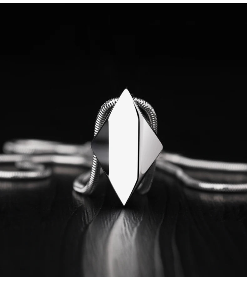 Polished Tungsten Engraved Pendant Chain Necklace - ATLAS 1 - Techwear Store