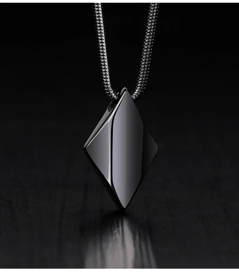 Polished Tungsten Engraved Pendant Chain Necklace - ATLAS 1 - Techwear Store