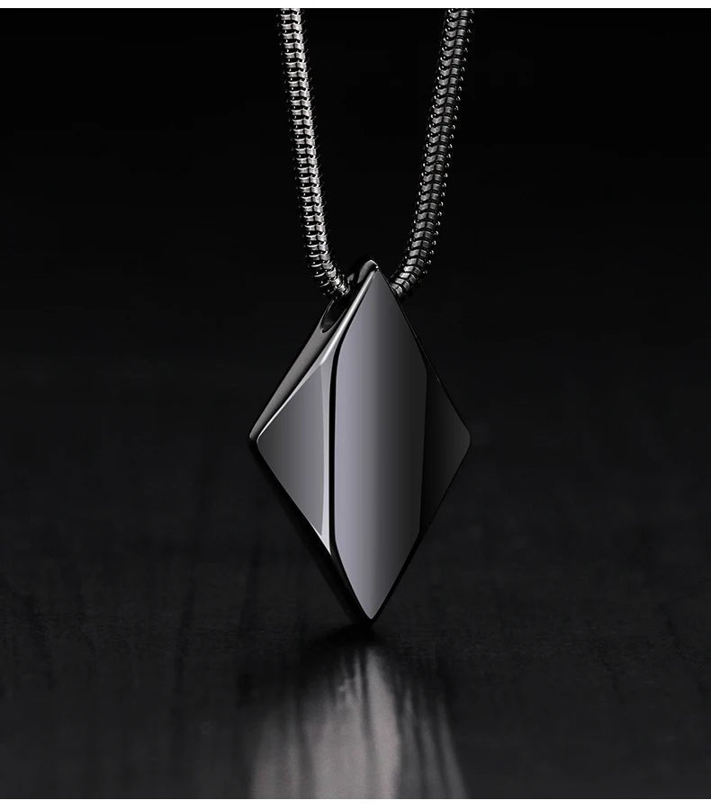 Polished Tungsten Engraved Pendant Chain Necklace - ATLAS 1 - Techwear Store