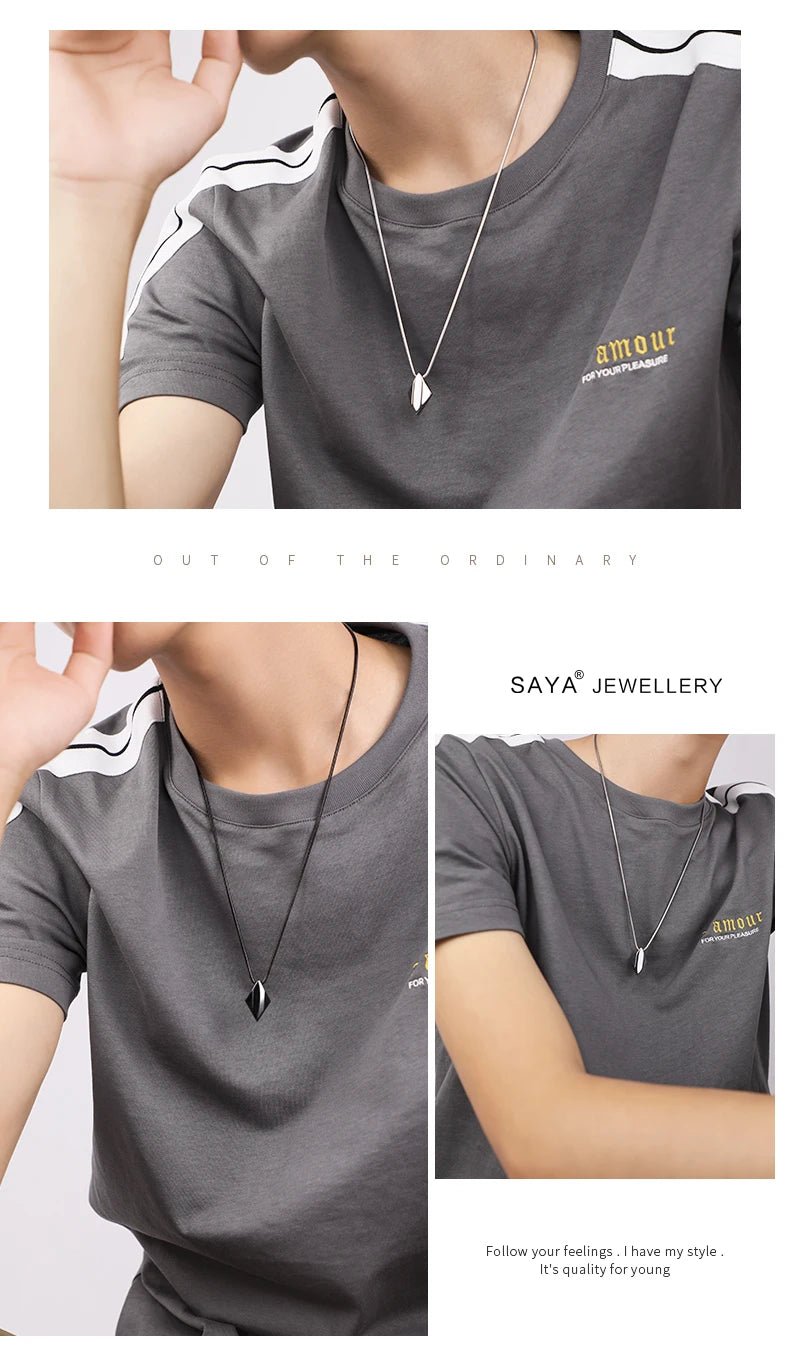 Polished Tungsten Engraved Pendant Chain Necklace - ATLAS 1 - Techwear Store