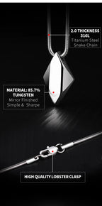 Polished Tungsten Engraved Pendant Chain Necklace - ATLAS 1 - Techwear Store