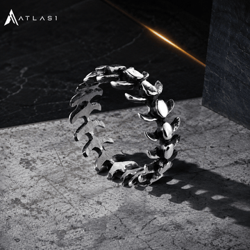 Punk Fishbone Wedding Band Ring - ATLAS 1