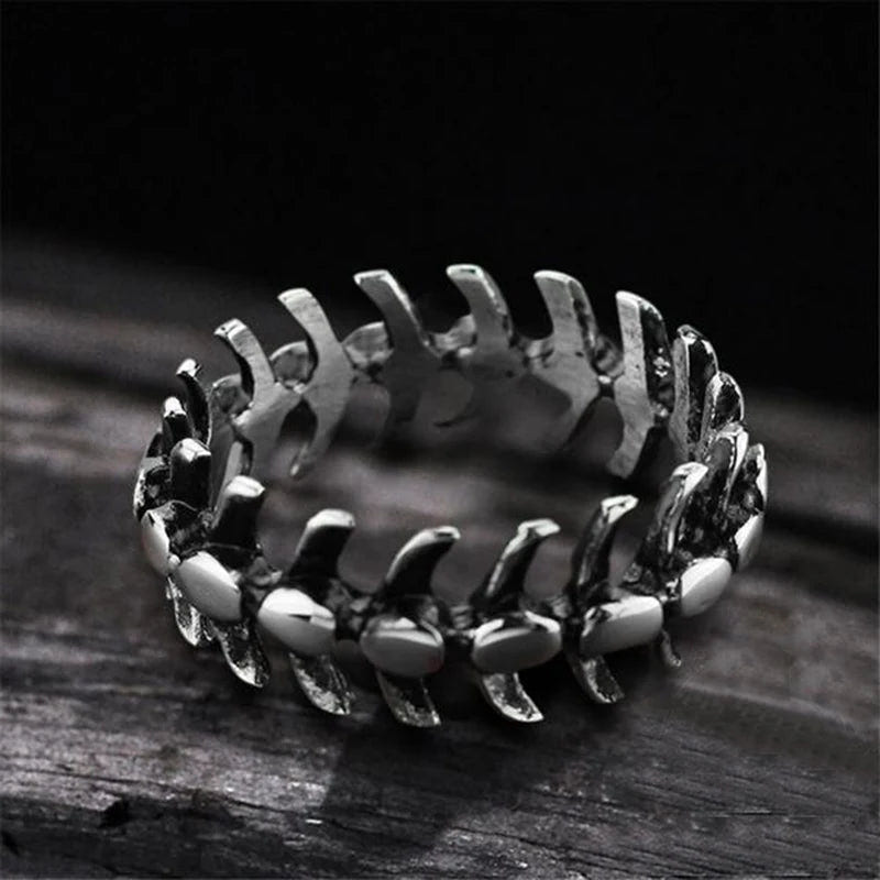 Punk Fishbone Wedding Band Ring - ATLAS 1