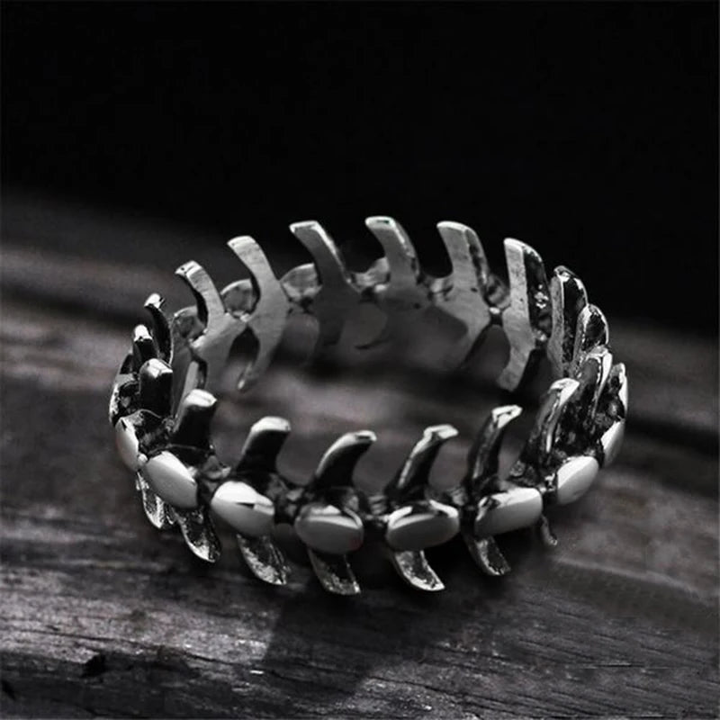 Punk Fishbone Wedding Band Ring - ATLAS 1