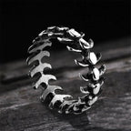 Punk Fishbone Wedding Band Ring - ATLAS 1