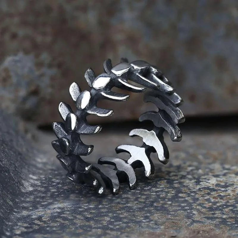 Punk Fishbone Wedding Band Ring - ATLAS 1
