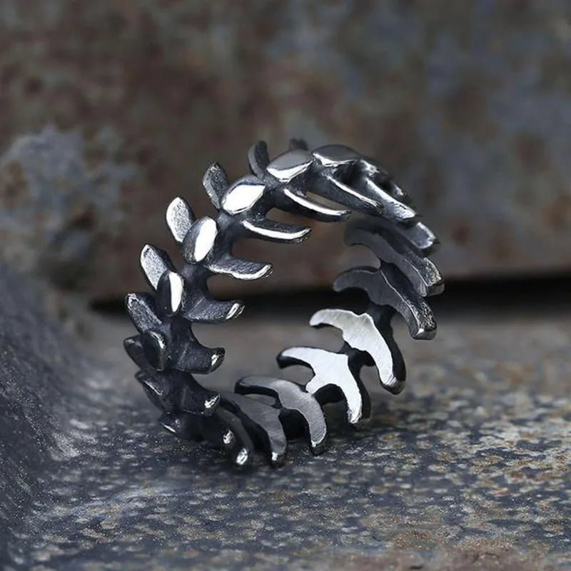 Punk Fishbone Wedding Band Ring - ATLAS 1