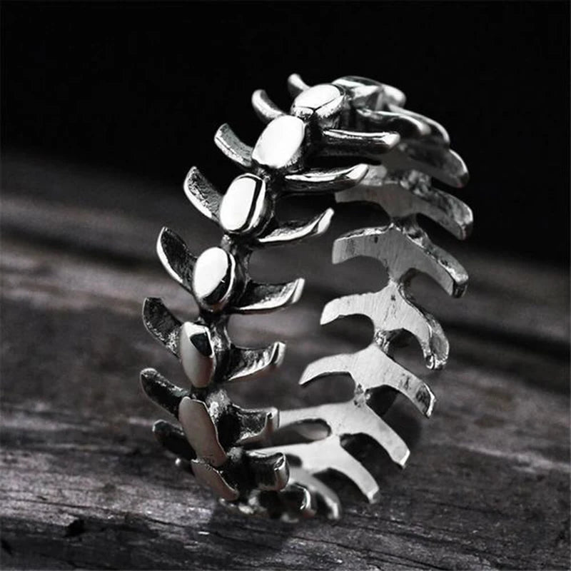 Punk Fishbone Wedding Band Ring - ATLAS 1
