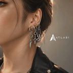 Punk Grunge Rivet Chain Drop Earrings - ATLAS 1