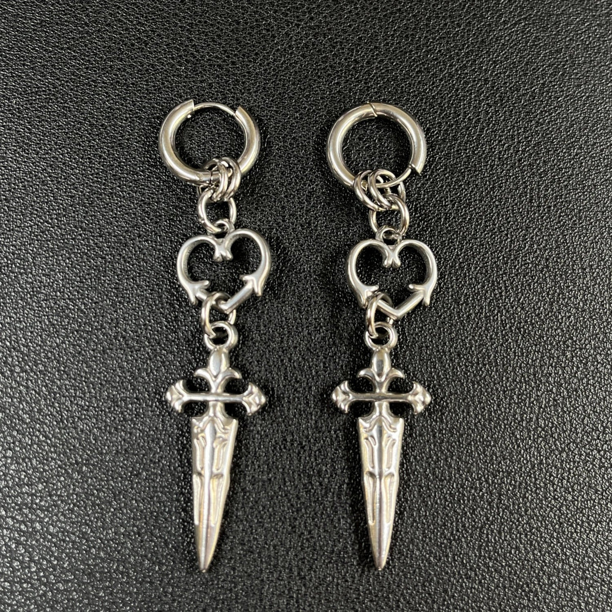Punk Grunge Rivet Chain Drop Earrings - ATLAS 1