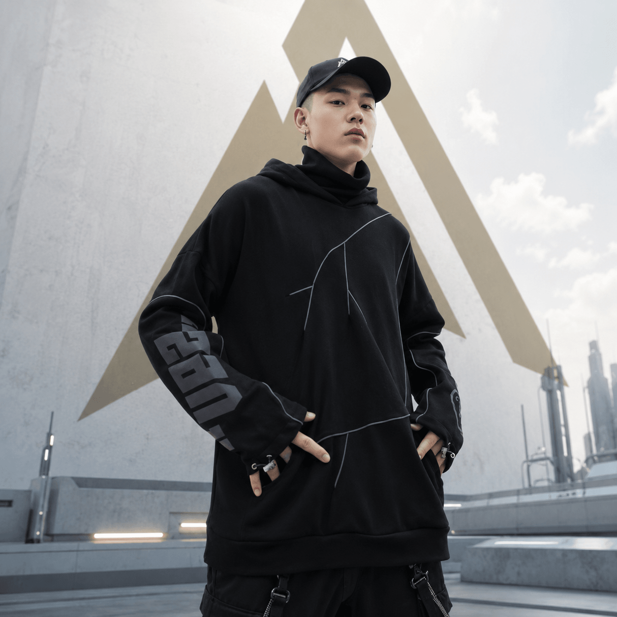 Reflective Lightning Oversized Hoodie - ATLAS 1