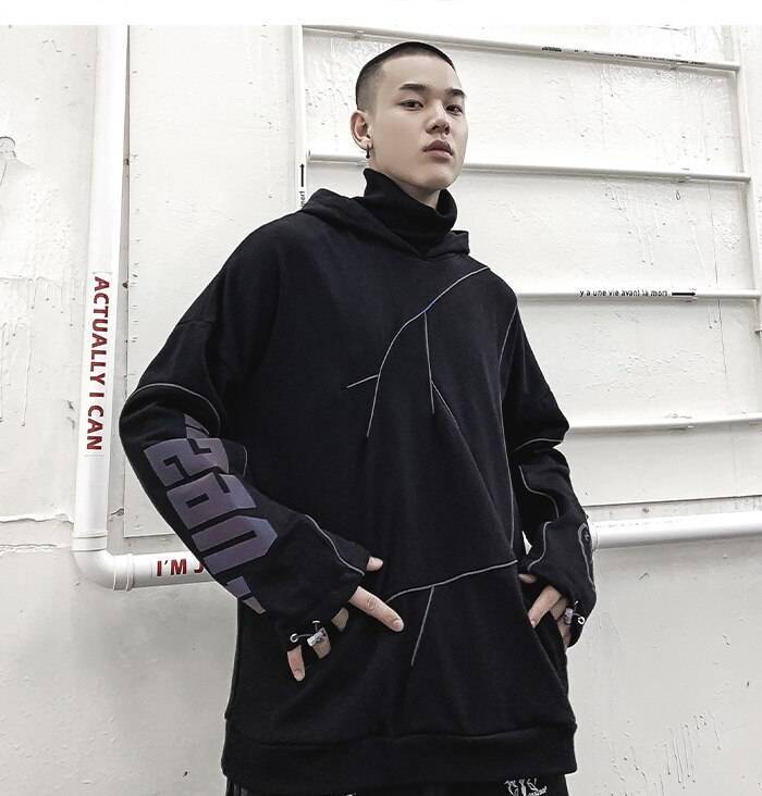 Hoodie Oversize Foudre Réfléchissante — Silhouette surdimensionnée généreuse