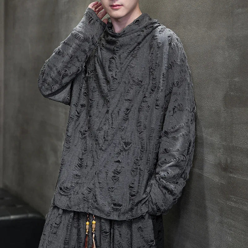 Ripped Punk Long Sleeve Cotton T-Shirt - ATLAS 1
