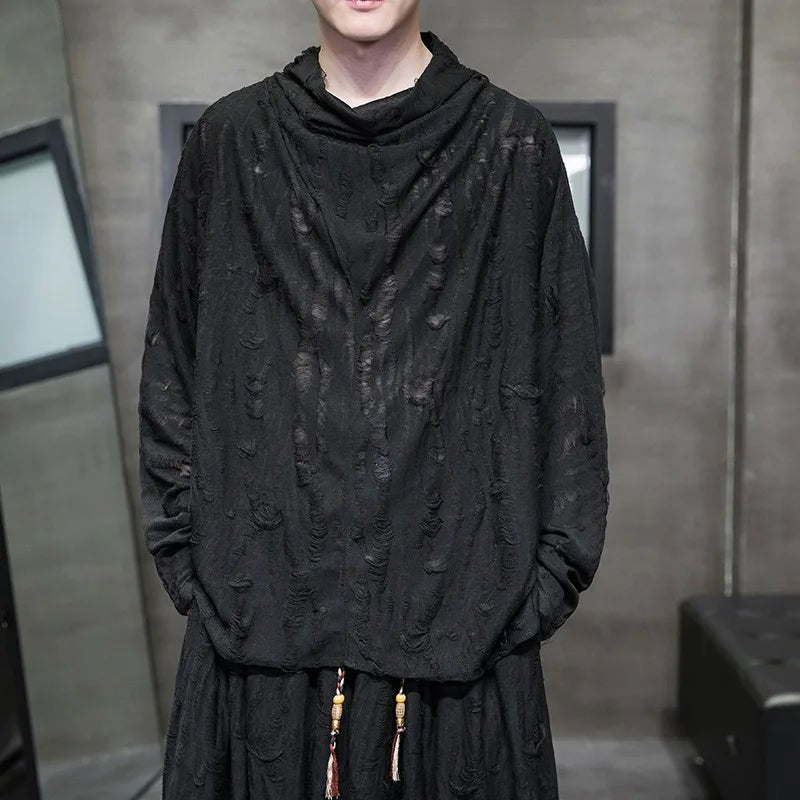 Ripped Punk Long Sleeve Cotton T-Shirt - ATLAS 1