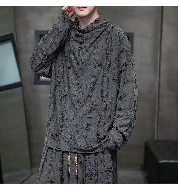 Ripped Punk Long Sleeve Cotton T-Shirt - ATLAS 1