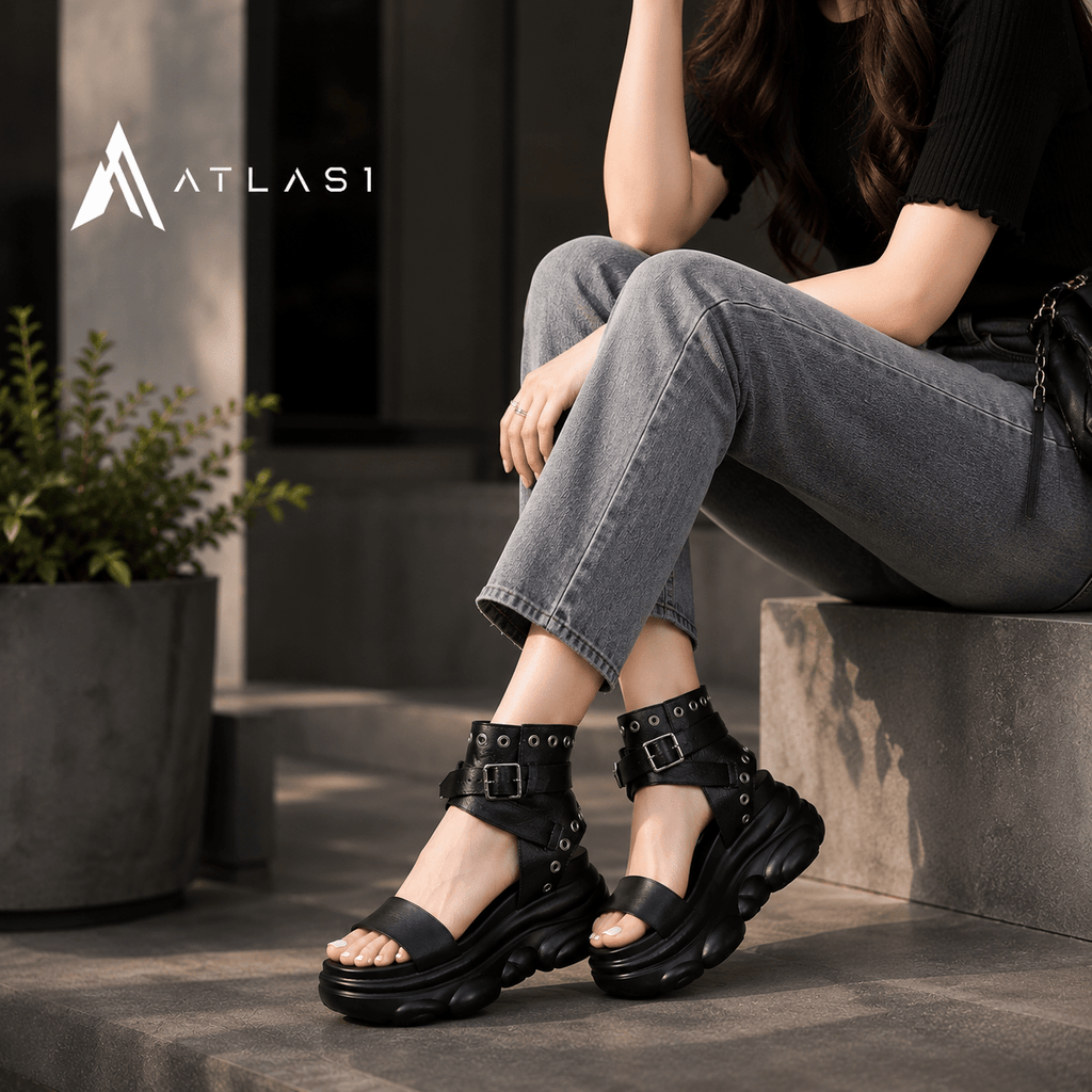 RivTecs© Women's Rivet Platform Techwear Sandals - ATLAS 1