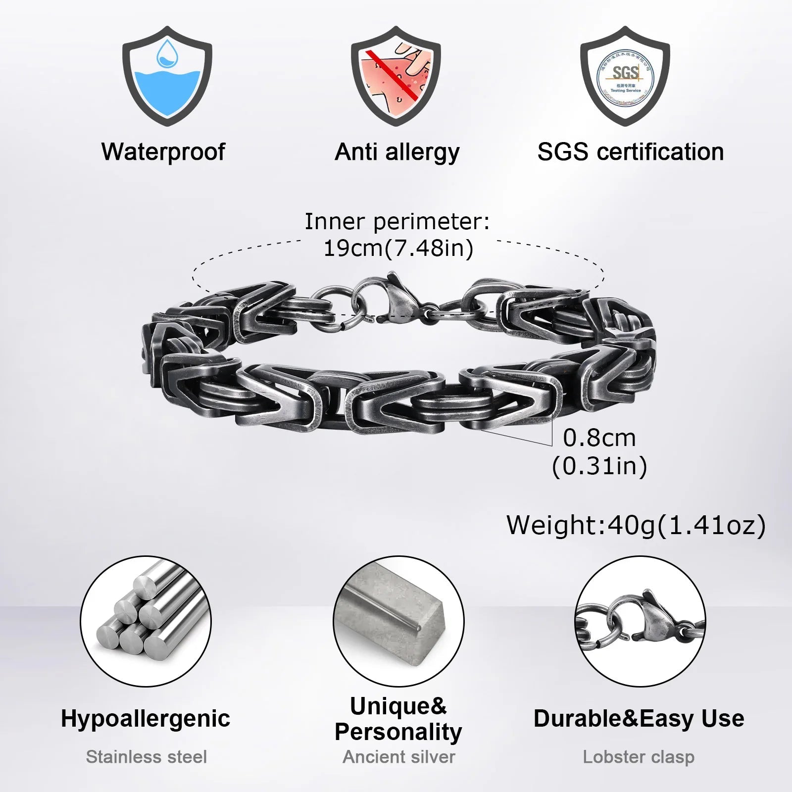 Rock Style Stainless Steel Chain Bracelet - ATLAS 1 - Techwear Store