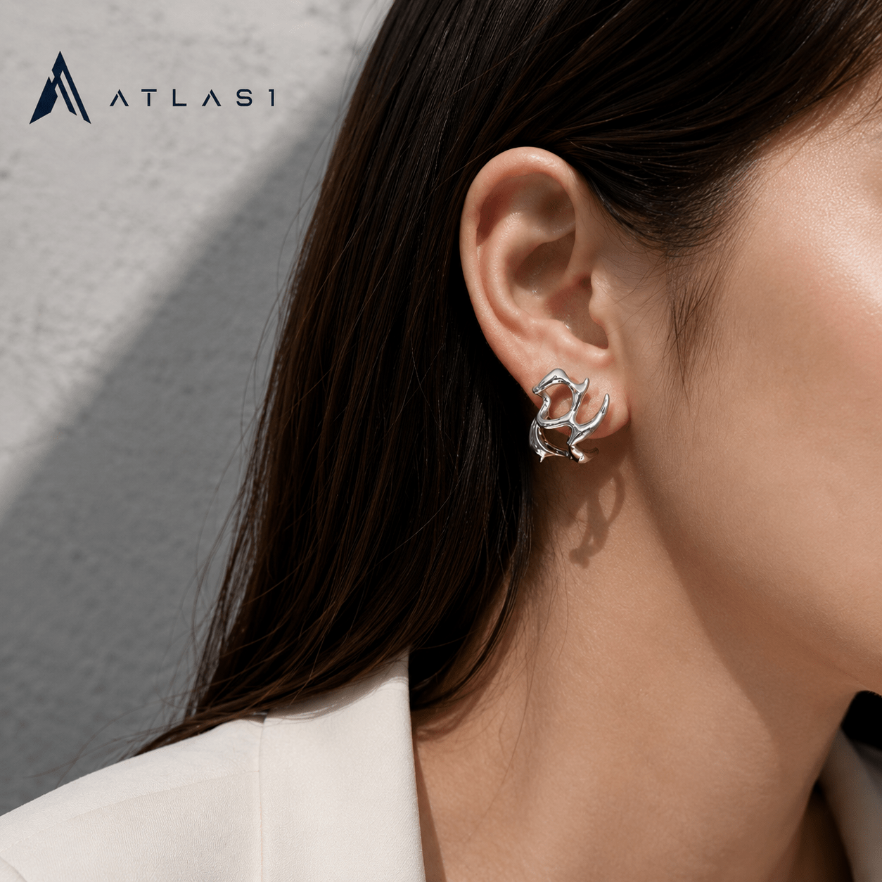 Silver Liquid Metal Earrings - ATLAS 1