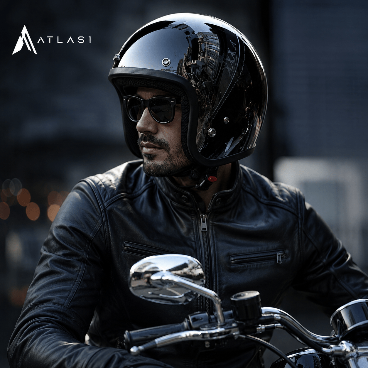 Silver Mirror Techwear Moto Helmet - ATLAS 1