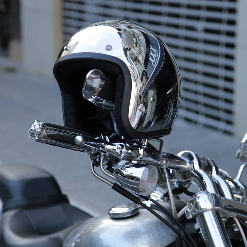 Silver Mirror Techwear Moto Helmet - ATLAS 1