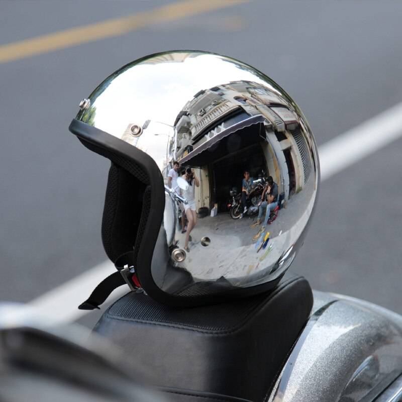 Silver Mirror Techwear Moto Helmet - ATLAS 1