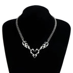 Silver Thorn Heart Choker Necklace - ATLAS 1