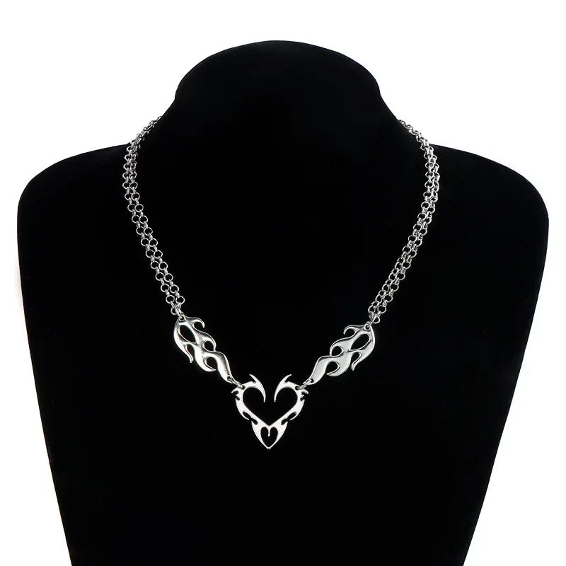 Silver Thorn Heart Choker Necklace - ATLAS 1