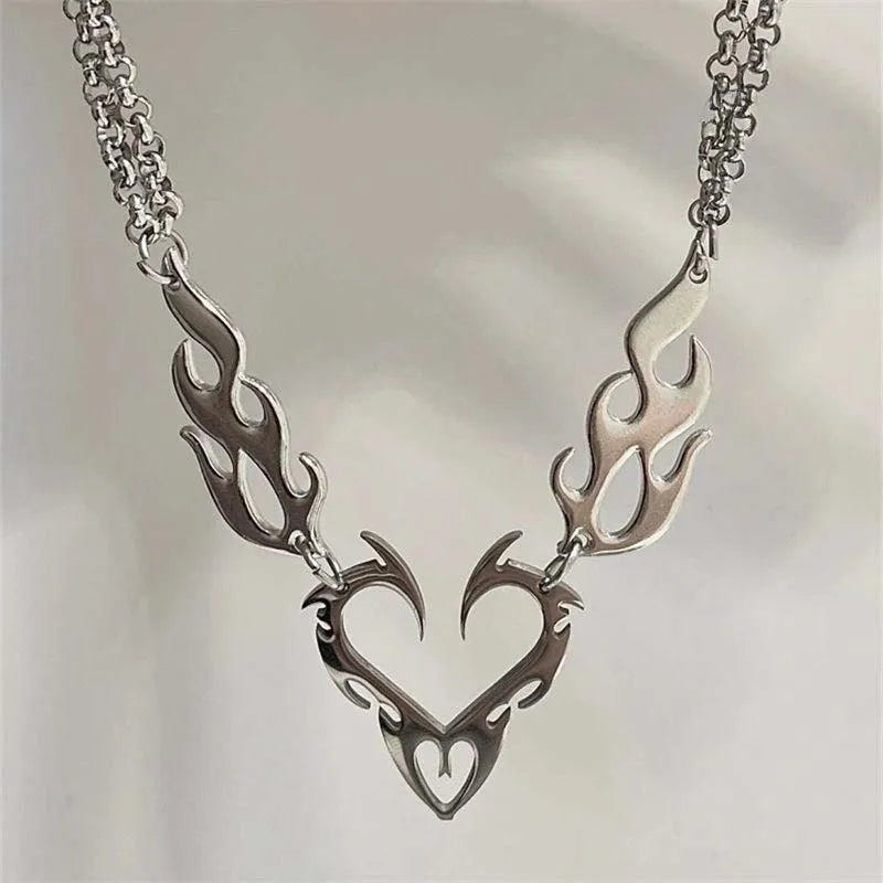 Silver Thorn Heart Choker Necklace - ATLAS 1