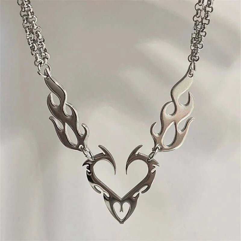 Silver Thorn Heart Choker Necklace - ATLAS 1