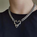 Silver Thorn Heart Choker Necklace - ATLAS 1