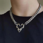 Silver Thorn Heart Choker Necklace - ATLAS 1