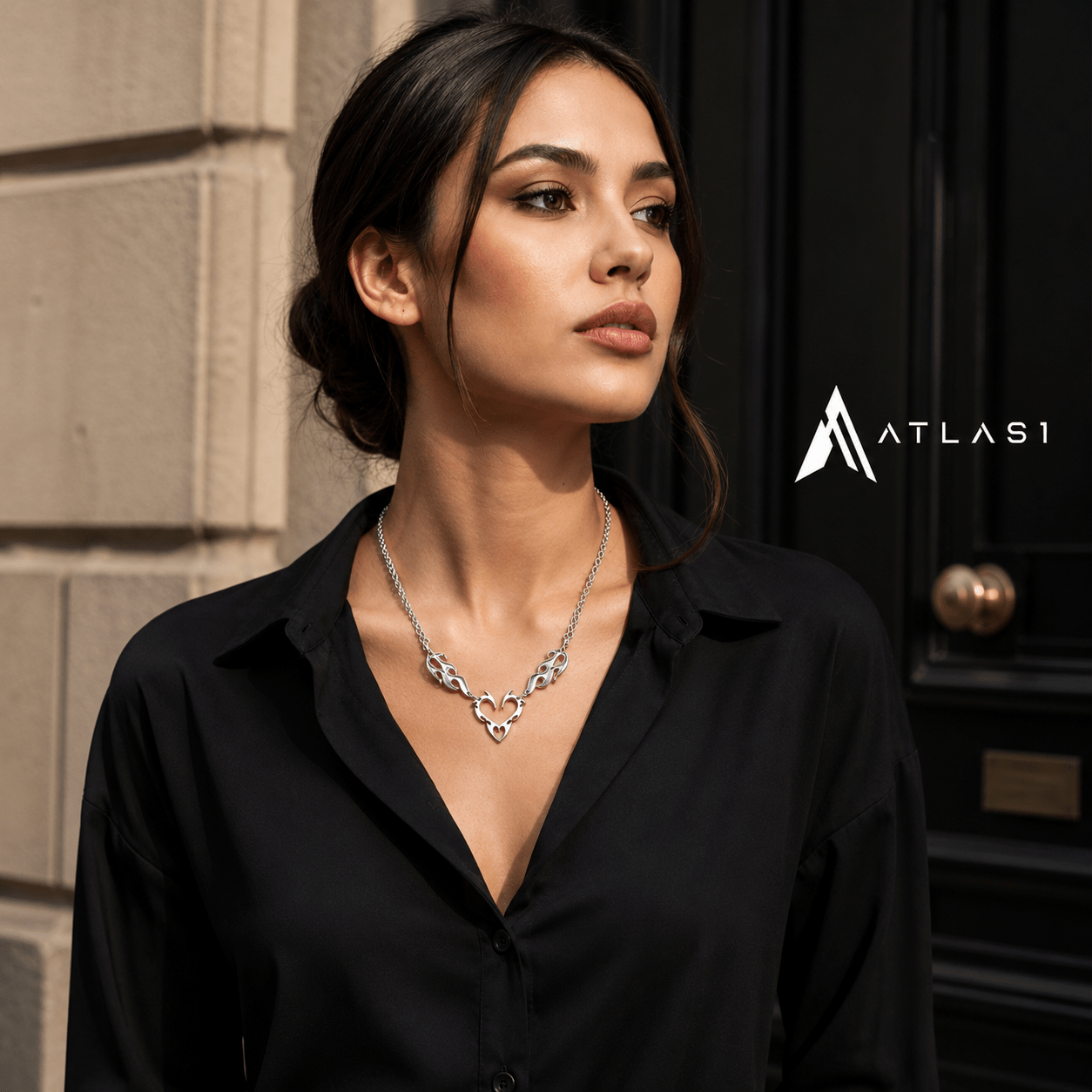Silver Thorn Heart Choker Necklace - ATLAS 1